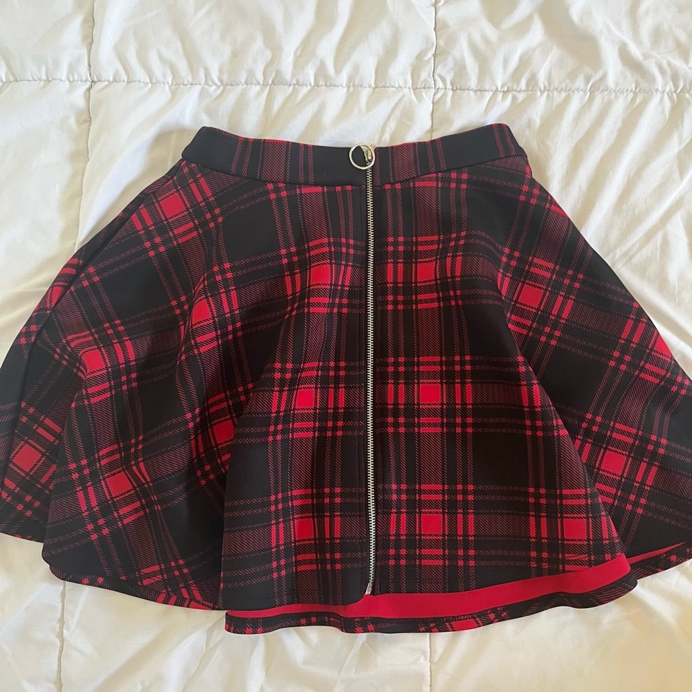 Hot Topic Red and Black Plaid Mini Skirt